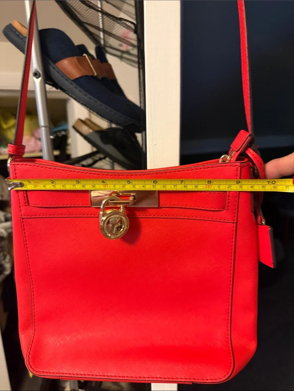 Michael Kors Red Leather Crossbody with Gold-Tone Hardware